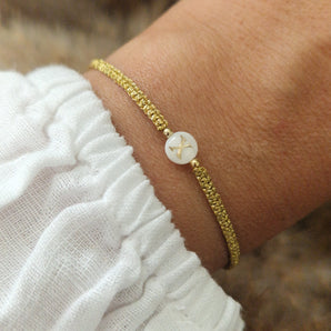 Initialenarmband Perlmutt GOLD